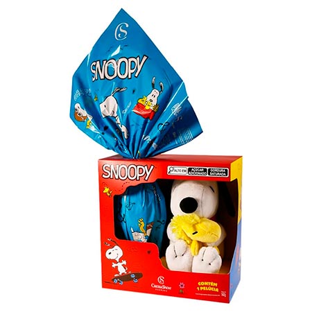 Ovo de Páscoa Cacau Show Pelúcia Snoopy com Woodstock 160g