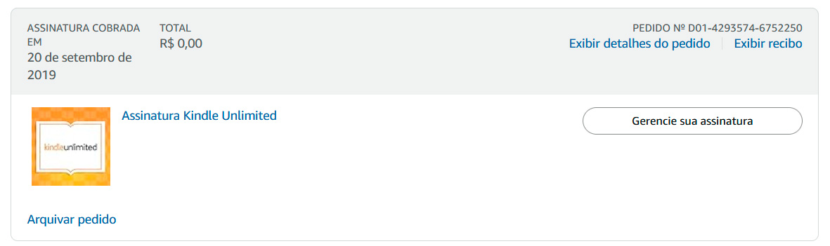 Assinatura Kindle Unlimited - Setembro 2019
