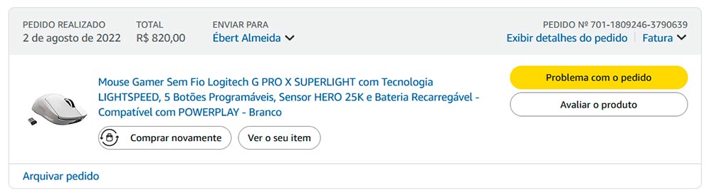 Compra Mouse Logitech G Pro X Superlight na Amazon