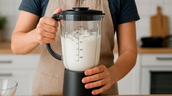 Pessoa Fazendo Chantilly no Liquidificador