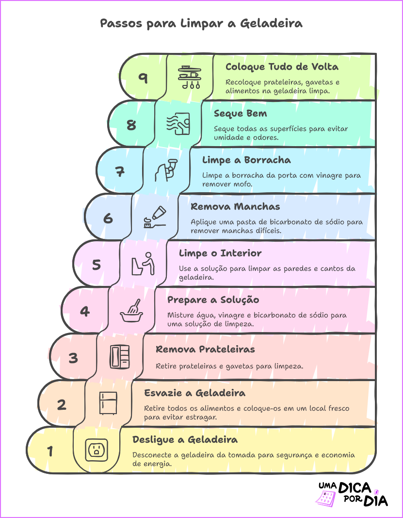 Infográfico com Passo a Passo de Como Limpar a Geladeira