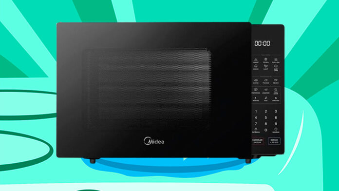 Micro-ondas-Midea-35L-Cinza-com-Porta-Preta-MTMA35S2 Micro-ondas Midea 35L Cinza com Porta Preta MTMA35S2