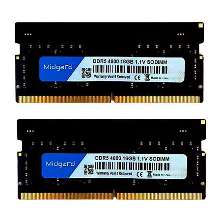 Midgard 32GB (2X16GB) DDR5 SODIMM CL40 para notebook